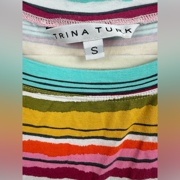 Trina Turk Stripe Bodycon Mini Dress Multicolor Sleeveless Stretch Size S USA - Picture 4 of 5